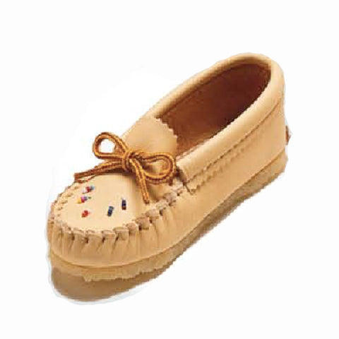 Children's Natural Moosehide Beaded Mocccasins