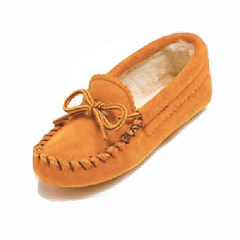 Childrens's Indian Tan Suede Moccasins With Fleece Lining