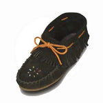Women's Black Suede Papoose Moccasins Suede