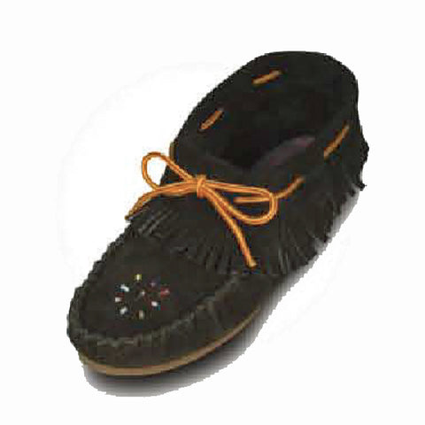 Women's Black Suede Papoose Moccasins Suede