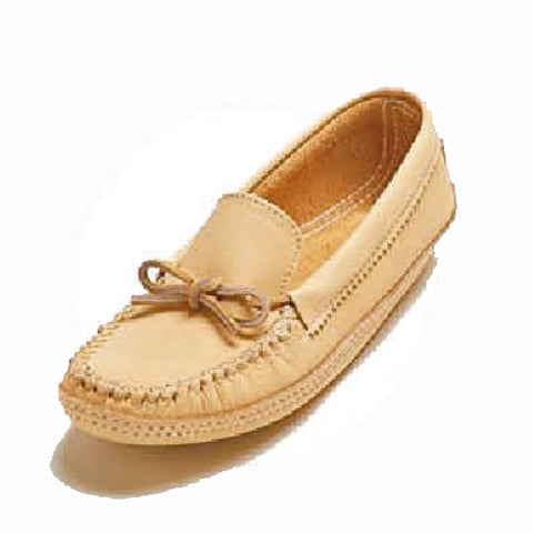 Women's Soft Deer Tan Leather Moccasins With Double Padded Sole