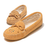 Women's Moose Suede Beaded Moccasins With Fleece Lining