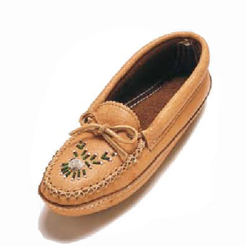Women's Burgundy Moose hair Tuft Beaded Moose hide Moccasins