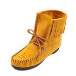 Women's Indian Suede Concho Moccasin Boots Fringe